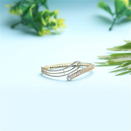 Cubic Zirconia Classic Kada With Black 2 Tone Rhodium Plating