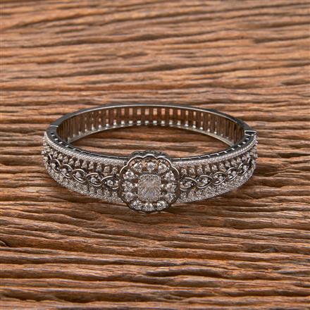 Cubic Zirconia Classic Kada With Black 2 Tone Rhodium Plating