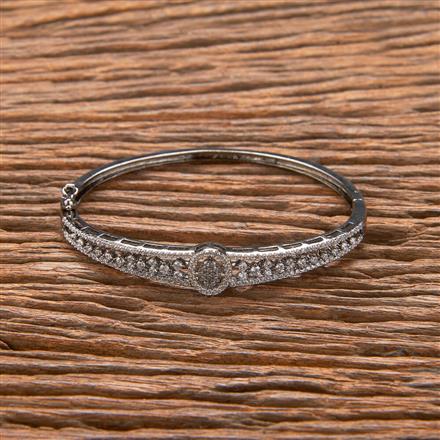 Cubic Zirconia Delicate Kada With Black 2 Tone Rhodium Plating