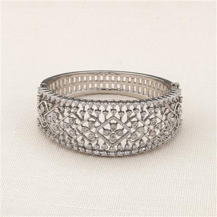 Cubic Zirconia Classic Kada With Black 2 Tone Rhodium Plating