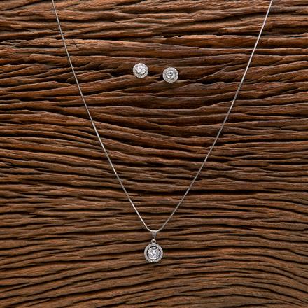 Cubic Zirconia Solitaire Pendant Set With 2 Tone Rhodium Plating