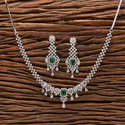 Cubic Zirconia Delicate Necklace With Rhodium Plating