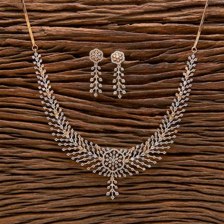 Cubic Zirconia Classic Necklace With 2 Tone Rhodium Plating