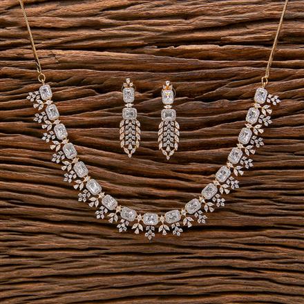 Cubic Zirconia Classic Necklace With Black 2 Tone Rhodium Plating