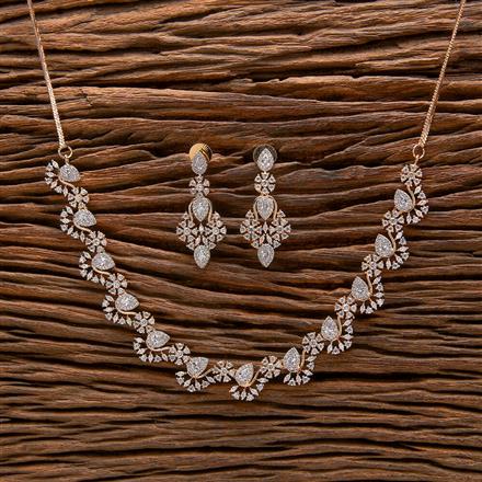Cubic Zirconia Delicate Necklace With Black 2 Tone Rhodium Plating