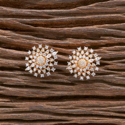 Cubic Zirconia Delicate Tops With 2 Tone Rhodium Plating