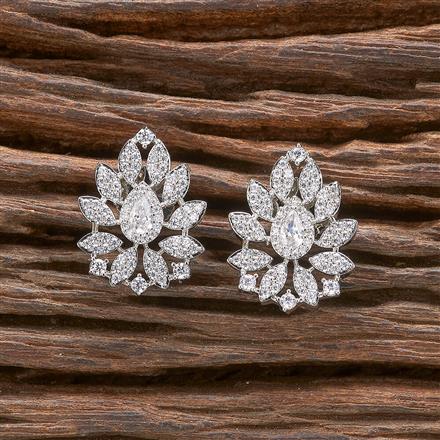 Cubic Zirconia Delicate Tops With 2 Tone Rhodium Plating
