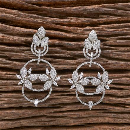 Cubic Zirconia Classic Earring With 2 Tone Rhodium Plating