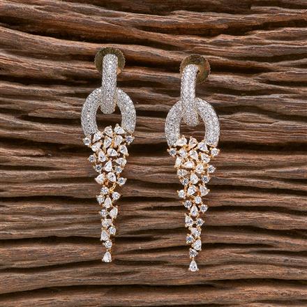 Cubic Zirconia Delicate Earring With 2 Tone Rhodium Plating