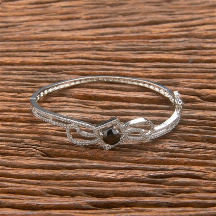 Cubic Zirconia Classic Kada With Rhodium Plating