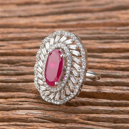 Cubic Zirconia Adjustable Ring With Rhodium Plating