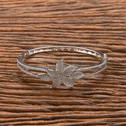 Cubic Zirconia Classic Kada With Black Rose 2 Tone Rhodium Plating