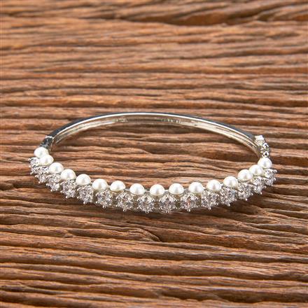 Cubic Zirconia Classic Kada With Black Rose 2 Tone Rhodium Plating