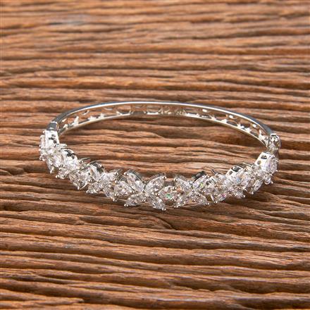 Cubic Zirconia Classic Kada With Black Rose 2 Tone Rhodium Plating