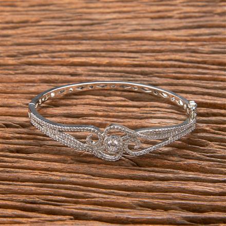 Cubic Zirconia Classic Kada With Black Rose 2 Tone Rhodium Plating