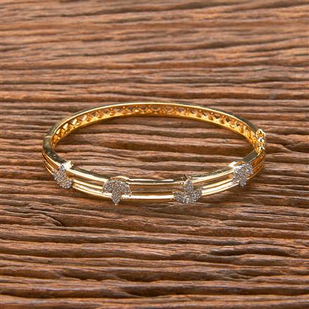 Cubic Zirconia Delicate Kada With Black Rose 2 Tone Rhodium Plating