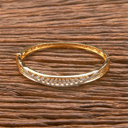 Cubic Zirconia Delicate Kada With Black Rose 2 Tone Rhodium Plating