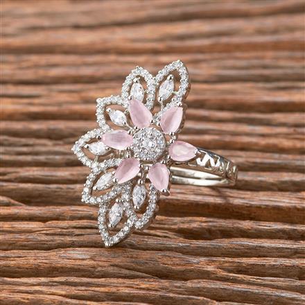 Cubic Zirconia Adjustable Ring With Rhodium Plating