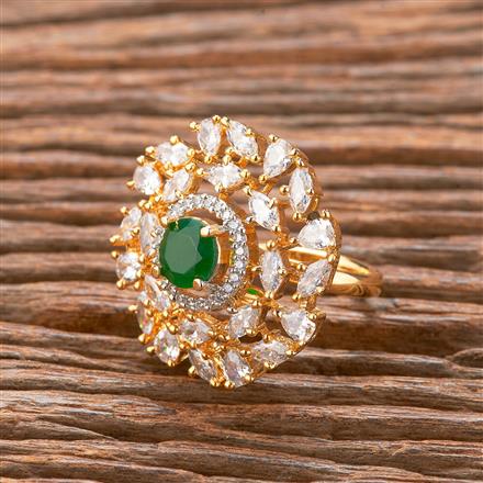 Cubic Zirconia Adjustable Ring With 2 Tone Plating