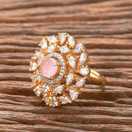 Cubic Zirconia Adjustable Ring With 2 Tone Plating