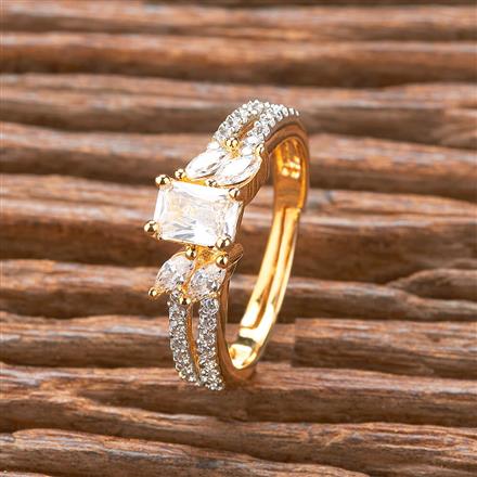 Cubic Zirconia Delicate Ring With 2 Tone Rhodium Plating