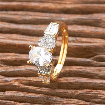Cubic Zirconia Delicate Ring With 2 Tone Rhodium Plating