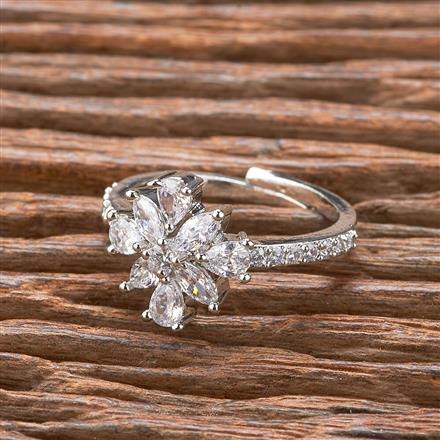 Cubic Zirconia Delicate Ring With 2 Tone Rhodium Plating