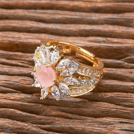 Cubic Zirconia Adjustable Ring With 2 Tone Plating