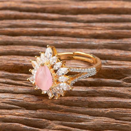 Cubic Zirconia Adjustable Ring With 2 Tone Plating