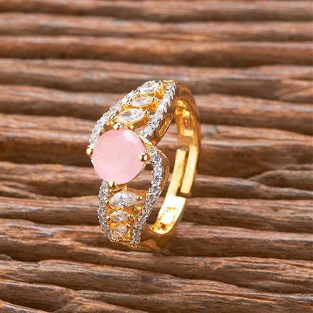 Cubic Zirconia Adjustable Ring With 2 Tone Plating