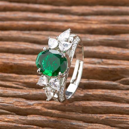 Cubic Zirconia Classic Ring With Rhodium Plating