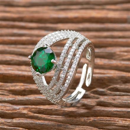 Cubic Zirconia Classic Ring With Rhodium Plating