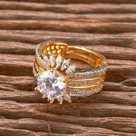 Cubic Zirconia Classic Ring With 2 Tone Rhodium Plating