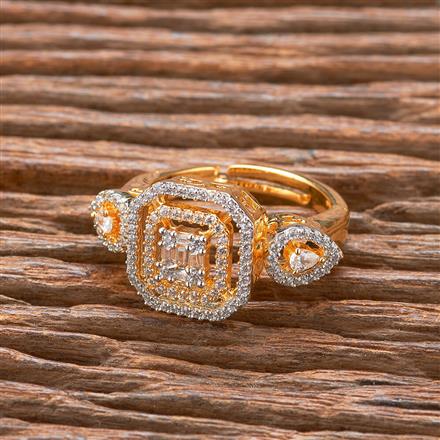 Cubic Zirconia Classic Ring With 2 Tone Rhodium Plating