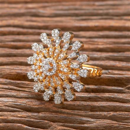 Cubic Zirconia Adjustable Ring With Black 2 Tone Rhodium Plating