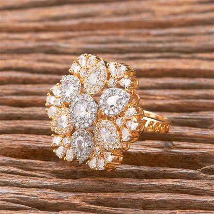 Cubic Zirconia Adjustable Ring With Black 2 Tone Rhodium Plating