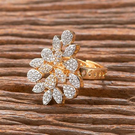 Cubic Zirconia Adjustable Ring With Black 2 Tone Rhodium Plating