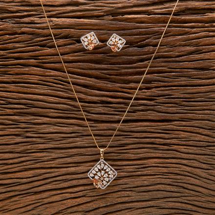 Cubic Zirconia Classic Pendant Set With 2 Tone Plating