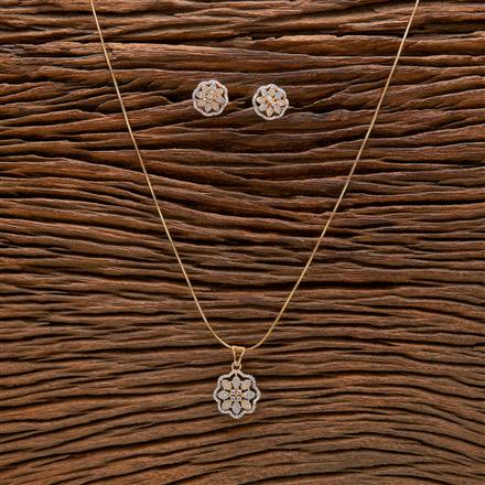 Cubic Zirconia Classic Pendant Set With 2 Tone Plating