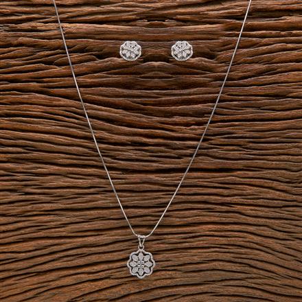 Cubic Zirconia Classic Pendant Set With Rhodium Plating