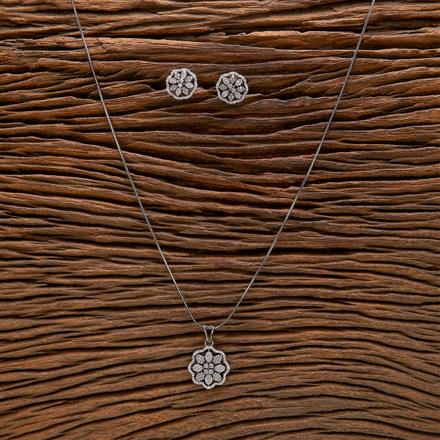 Cubic Zirconia Classic Pendant Set With Black Plating