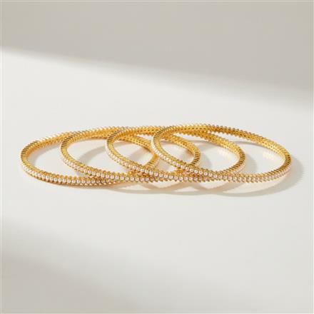 Cubic Zirconia Moti Bangles With Gold Plating