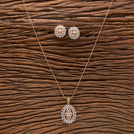 American Diamond Classic Pendant Set With 2 Tone Plating