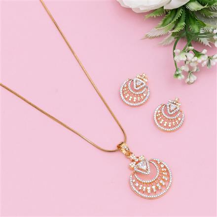 American Diamond Classic Pendant Set With 2 Tone Plating