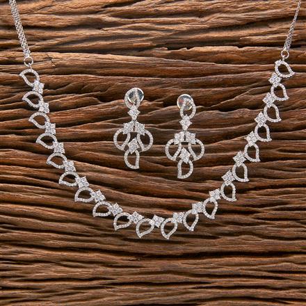 American Diamond Classic Necklace With Black 2 Tone Rhodium Plating