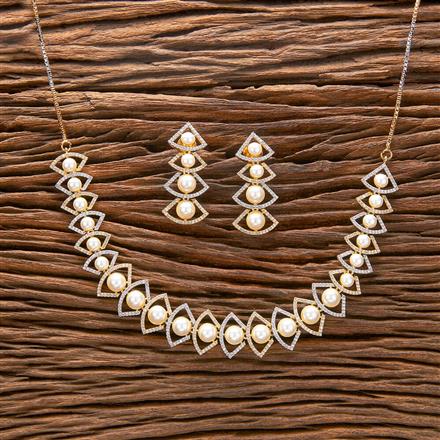 American Diamond Classic Necklace With 2 Tone Rhodium Plating