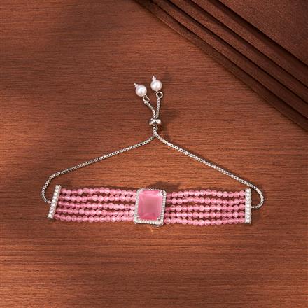 Cz Bandhai Bracelet With Rhodium Plating