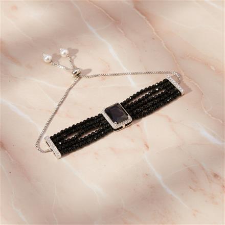 Cz Bandhai Bracelet With Rhodium Plating