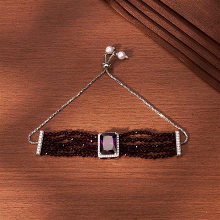 Cz Bandhai Bracelet With Rhodium Plating