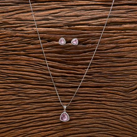 American Diamond Classic Pendant Set With Rhodium Plating